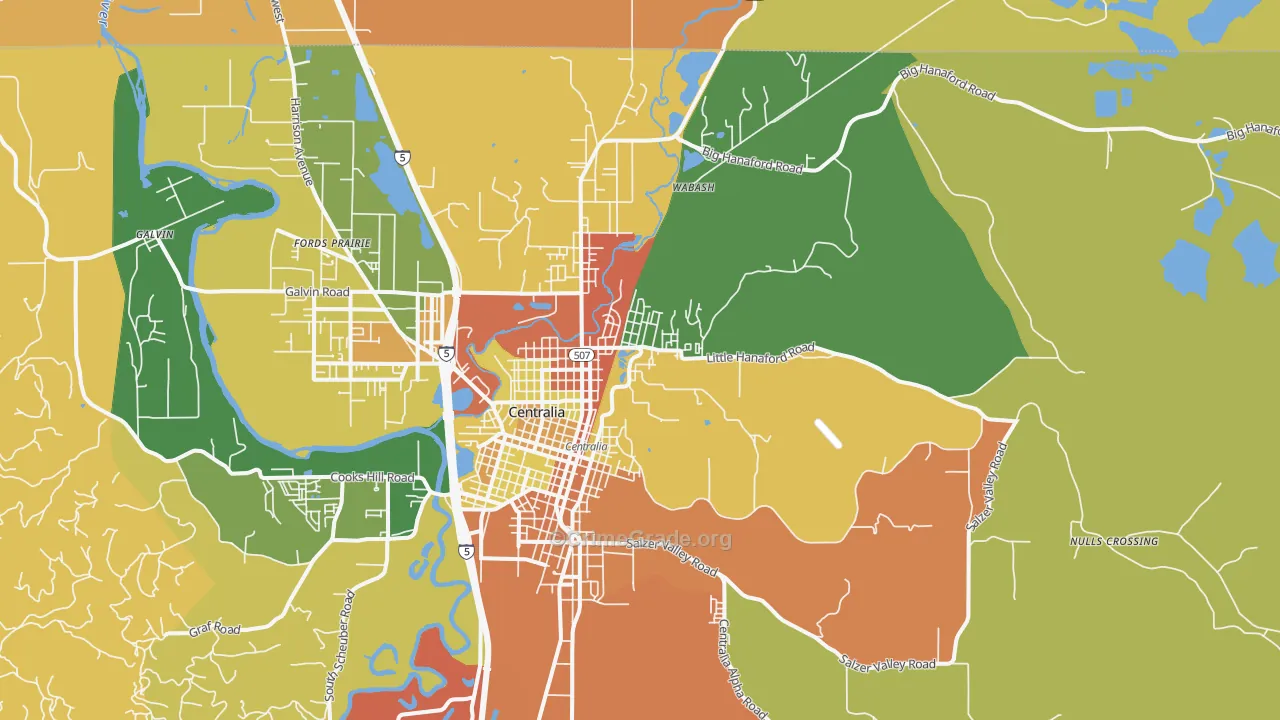 Fords Prairie, WA Map of Burglary Rates