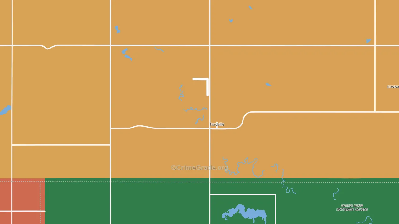 Fordville, ND Map of Burglary Rates