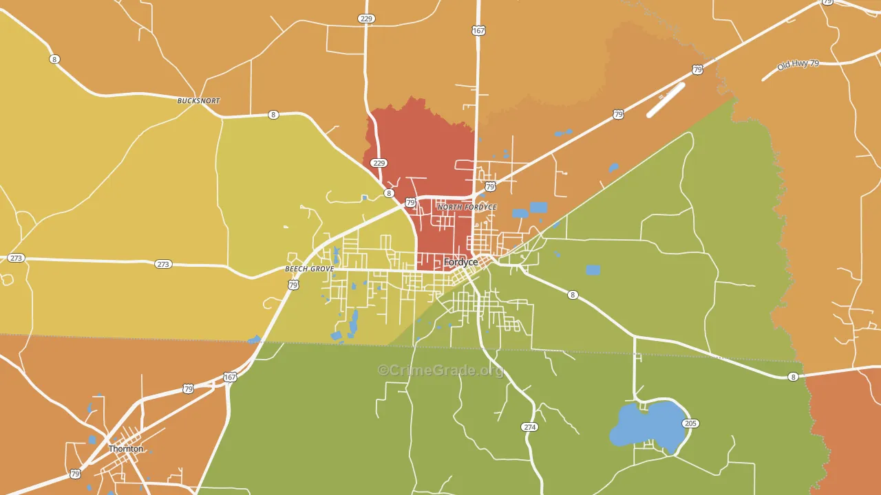 Fordyce, AR Map of Burglary Rates