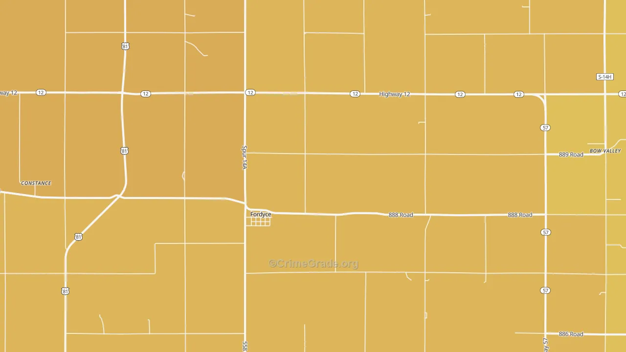 Fordyce, NE Map of Burglary Rates