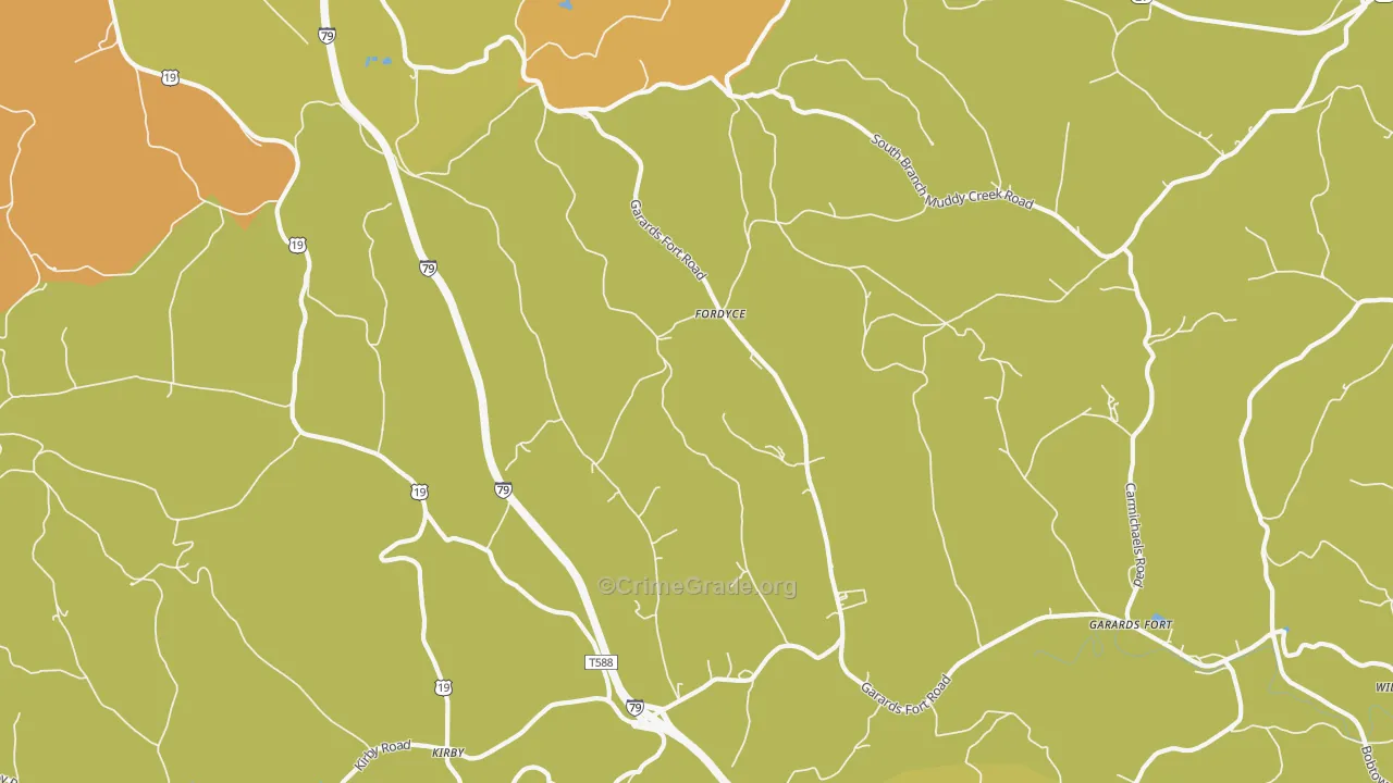 Fordyce, PA Map of Burglary Rates