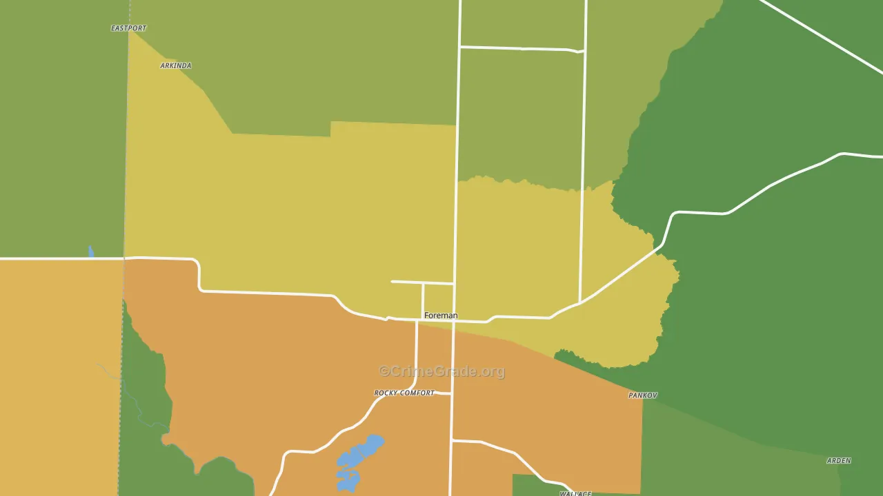 Foreman, AR Map of Burglary Rates