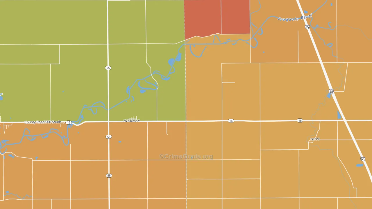 Foresman, IN Map of Burglary Rates