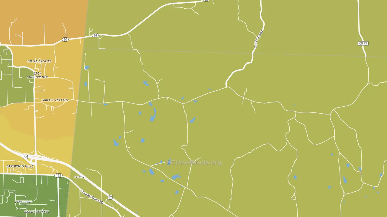 Forest, AL Map of Burglary Rates