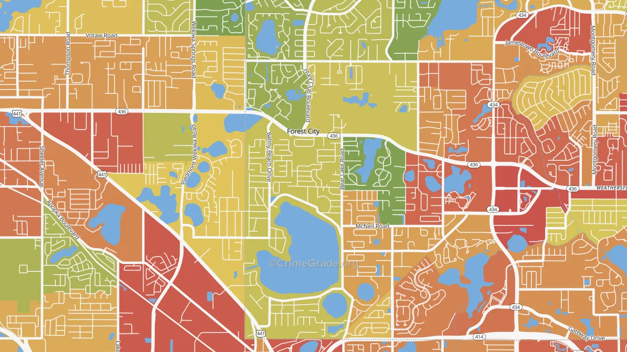 Forest City, FL Map of Burglary Rates