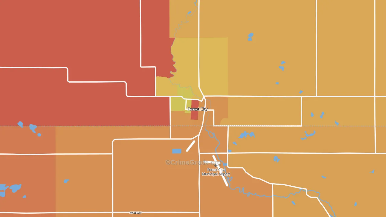 Forest City, IA Map of Burglary Rates