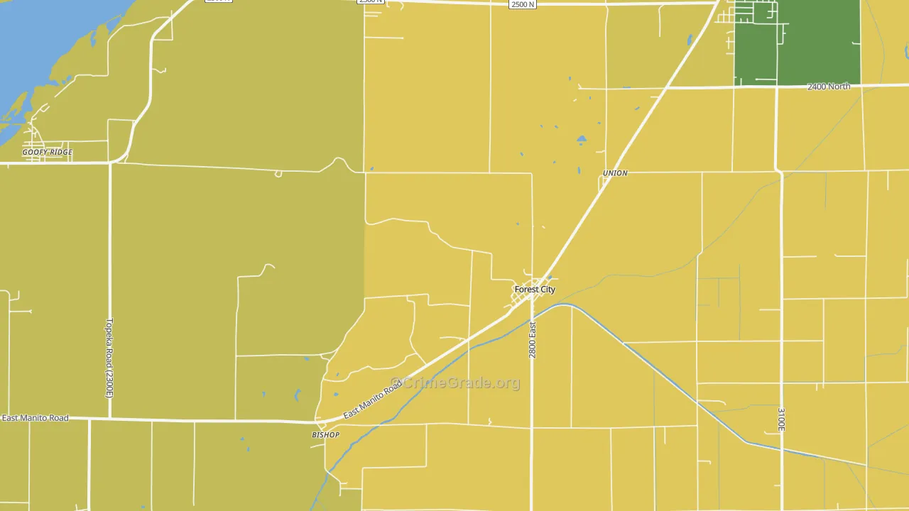 Forest City, IL Map of Burglary Rates