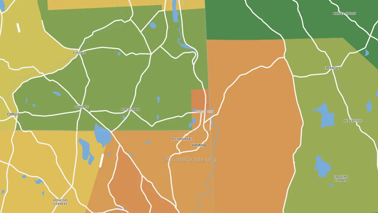 Forest City, PA Map of Burglary Rates
