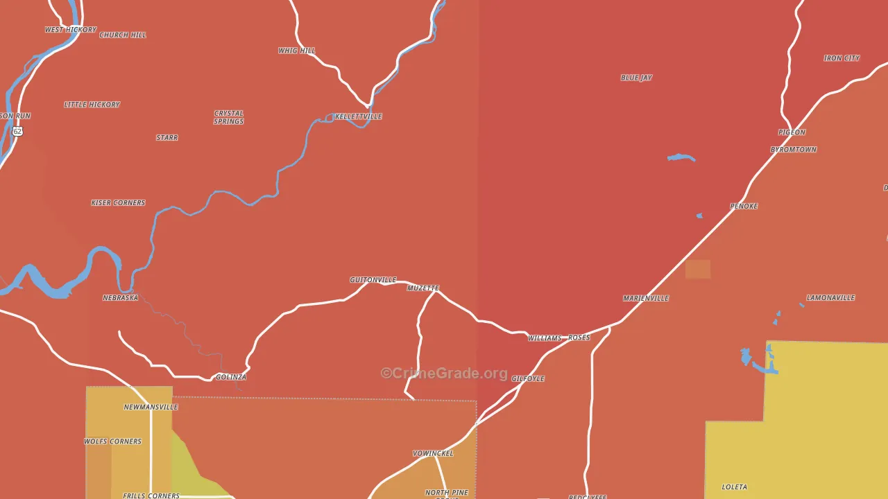 Forest County, PA Map of Burglary Rates