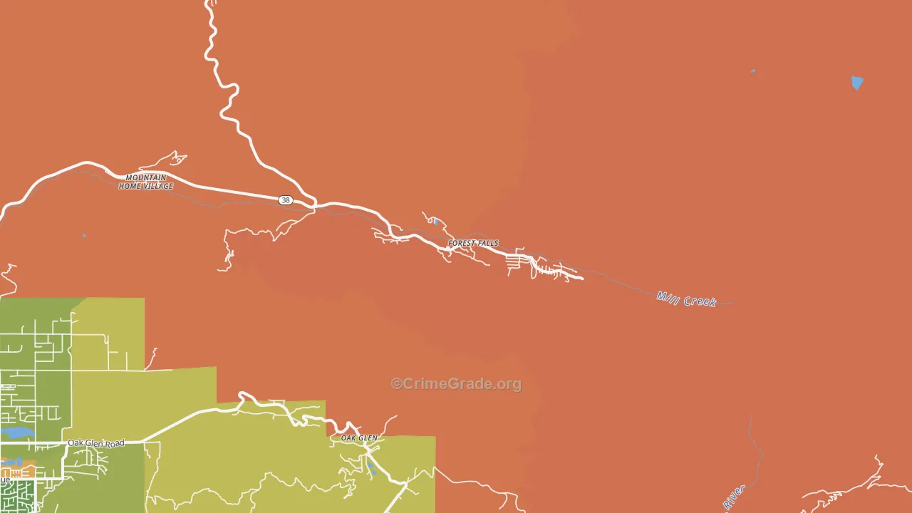 Forest Falls, CA Map of Burglary Rates