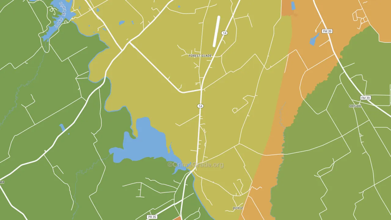 Forest Glade, TX Map of Burglary Rates