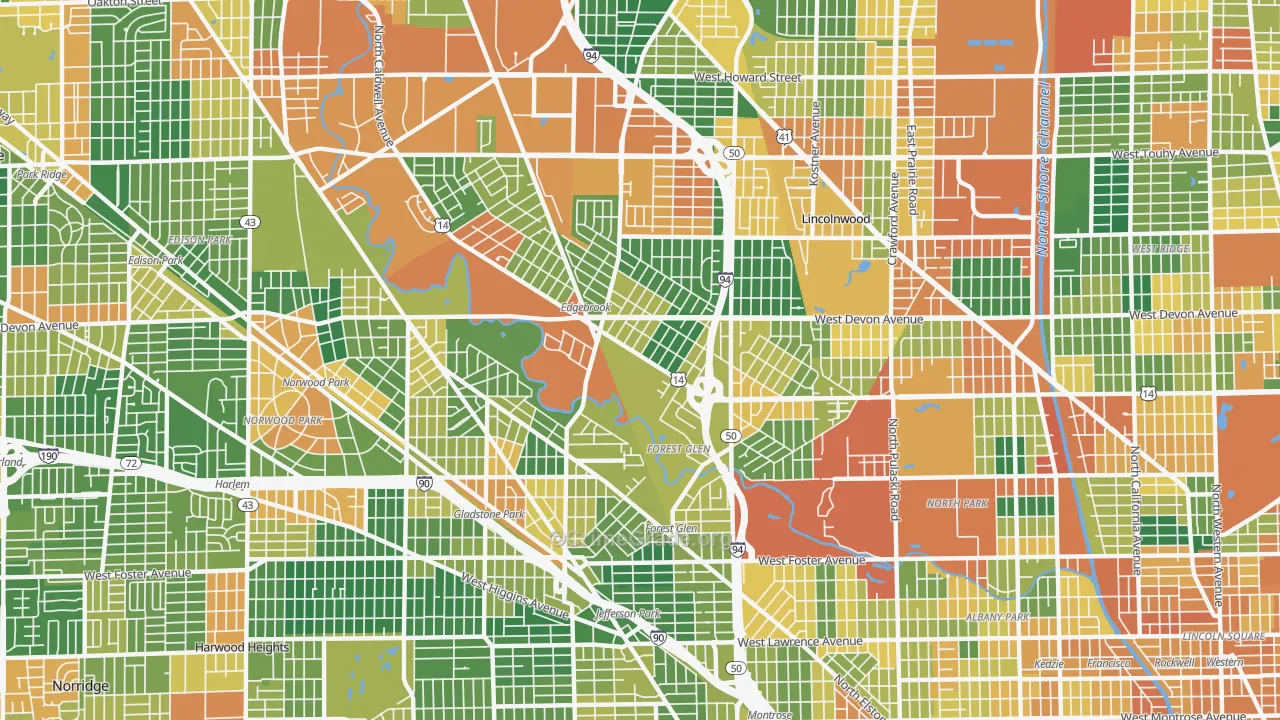 Forest Glen, Chicago, IL Map of Burglary Rates