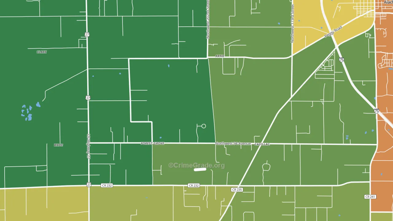 Forest Grove, FL Map of Burglary Rates