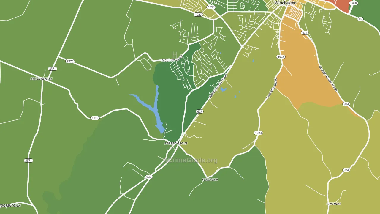 Forest Grove, KY Map of Burglary Rates