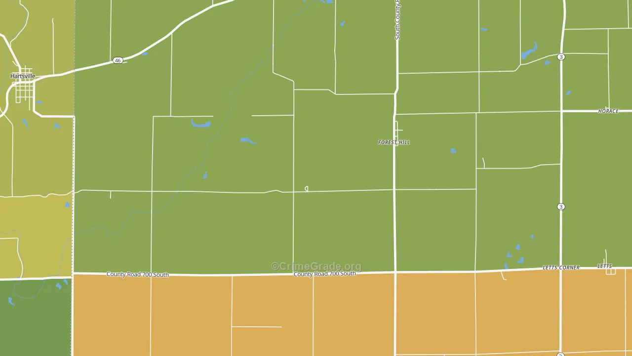 Forest Hill, IN Map of Burglary Rates