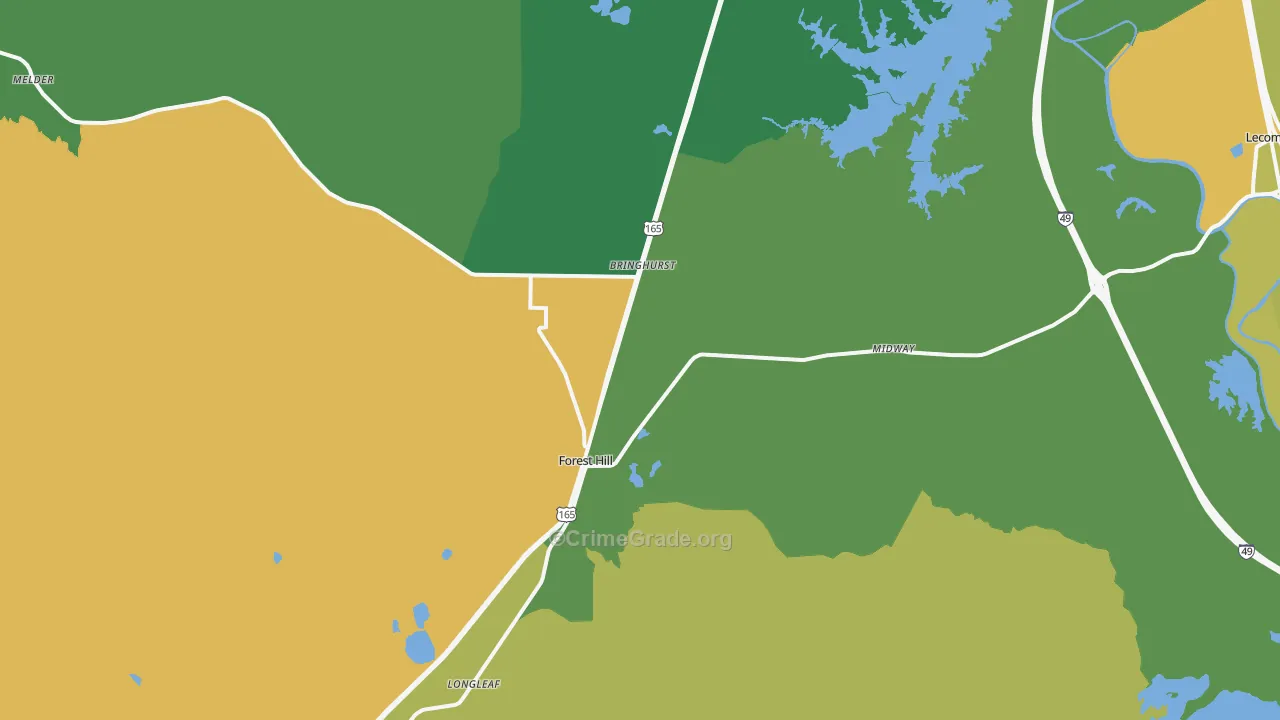 Forest Hill, LA Map of Burglary Rates