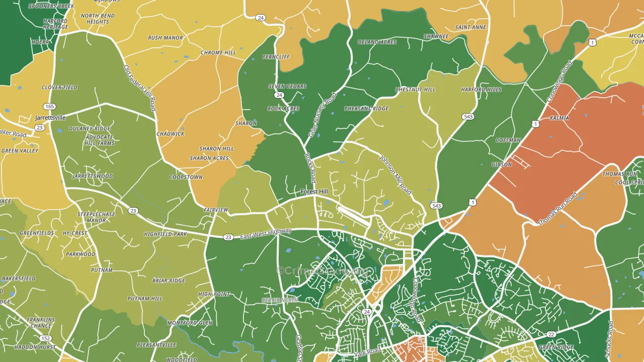 Forest Hill, MD Map of Burglary Rates
