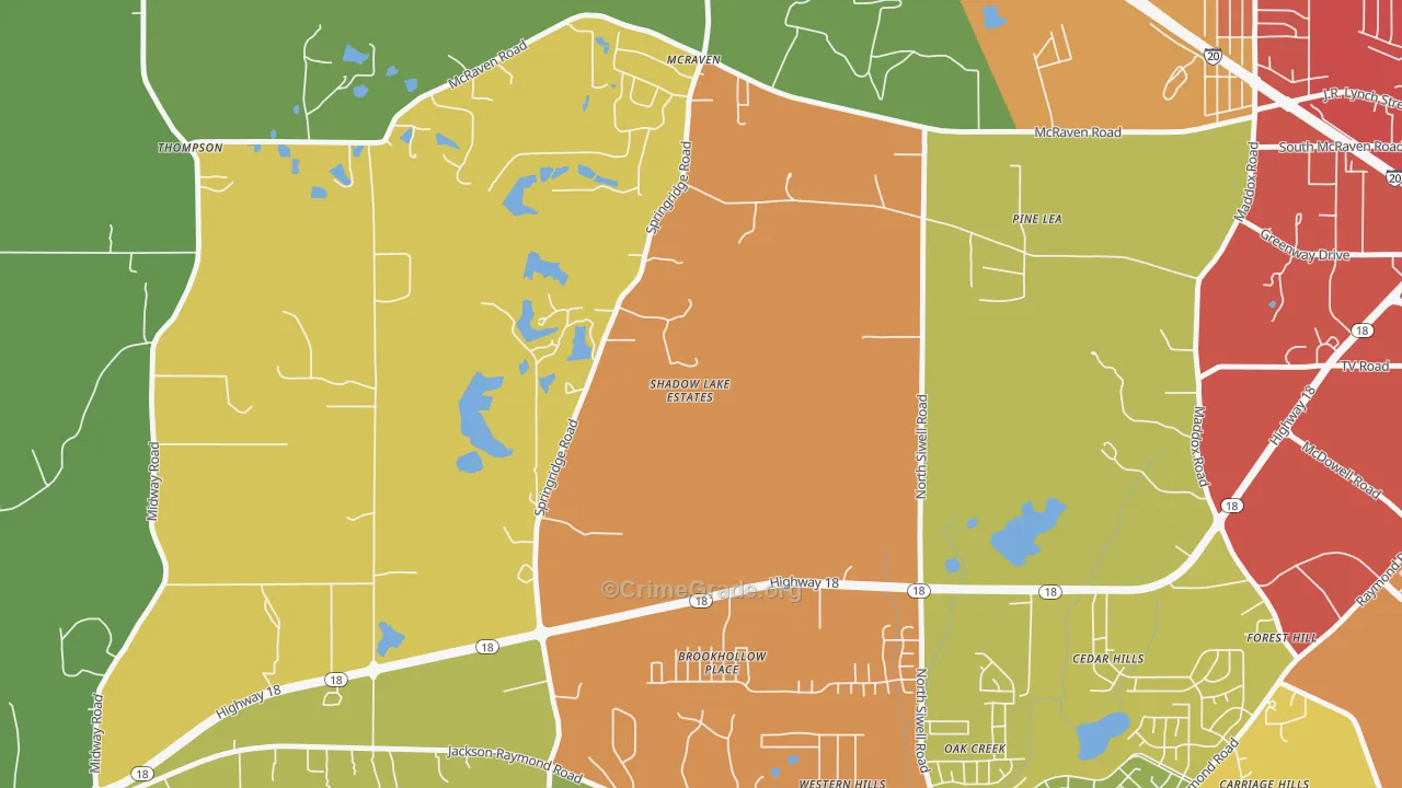 Forest Hill, MS Map of Burglary Rates