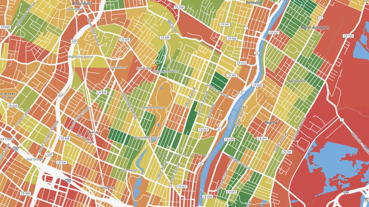 Forest Hill, Newark, NJ Map of Burglary Rates