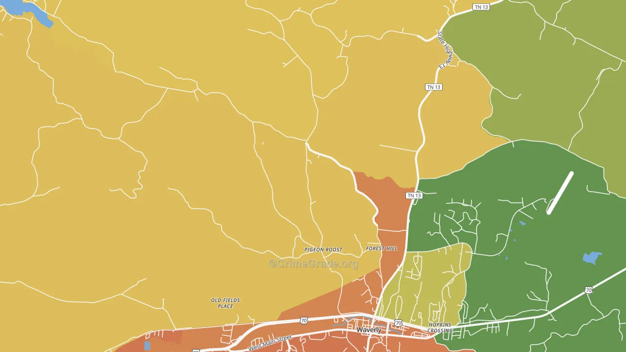 Forest Hill, TN Map of Burglary Rates