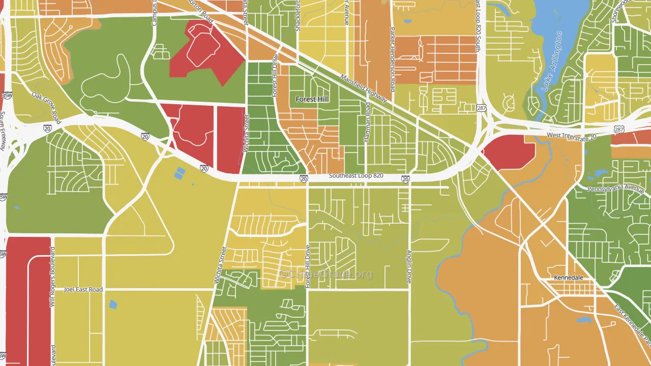 Forest Hill, TX Map of Burglary Rates