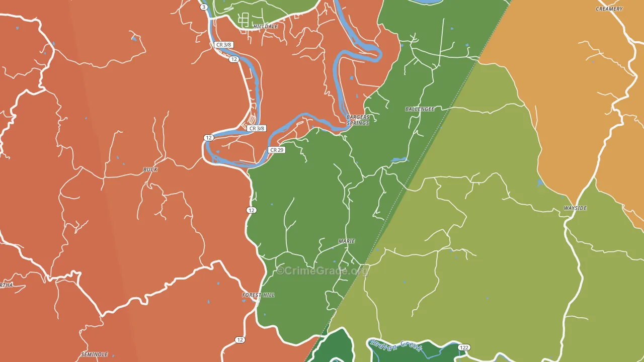 Forest Hill, WV Map of Burglary Rates