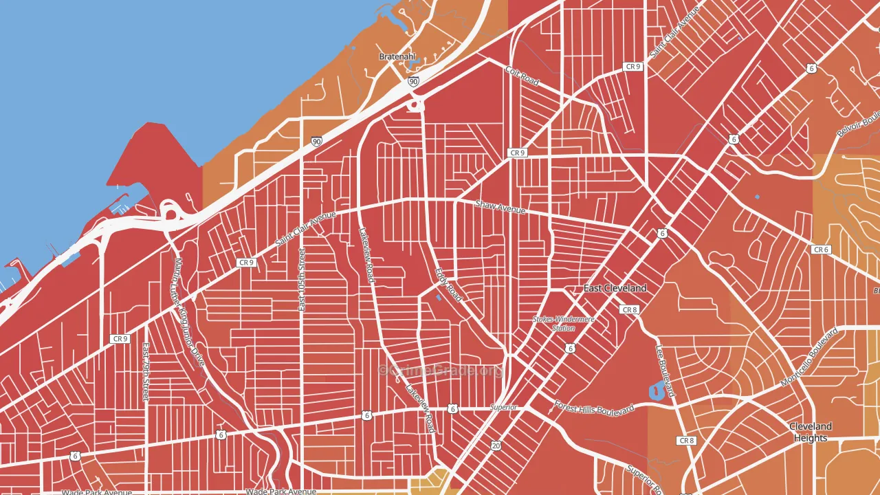 Forest Hills, Cleveland, OH Map of Burglary Rates