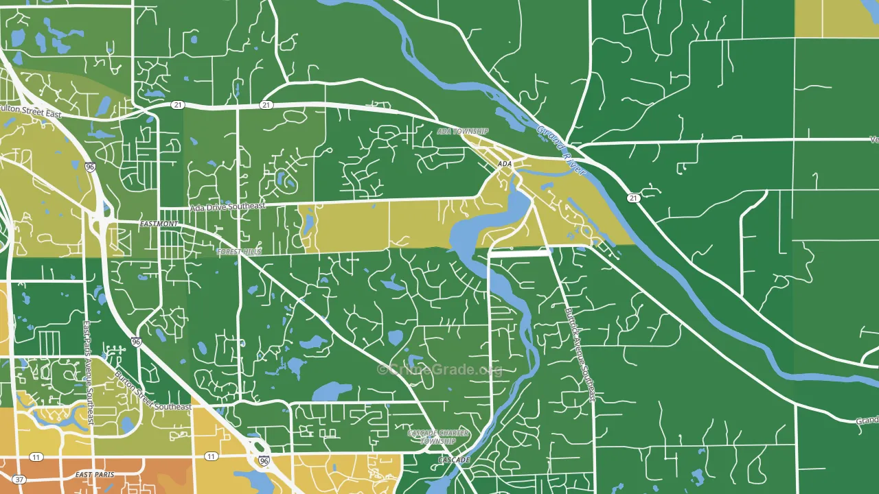 Forest Hills, MI Map of Burglary Rates