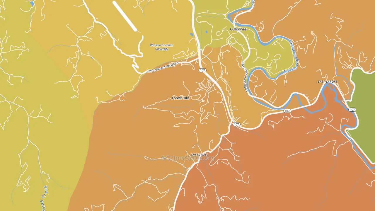 Forest Hills, NC Map of Burglary Rates