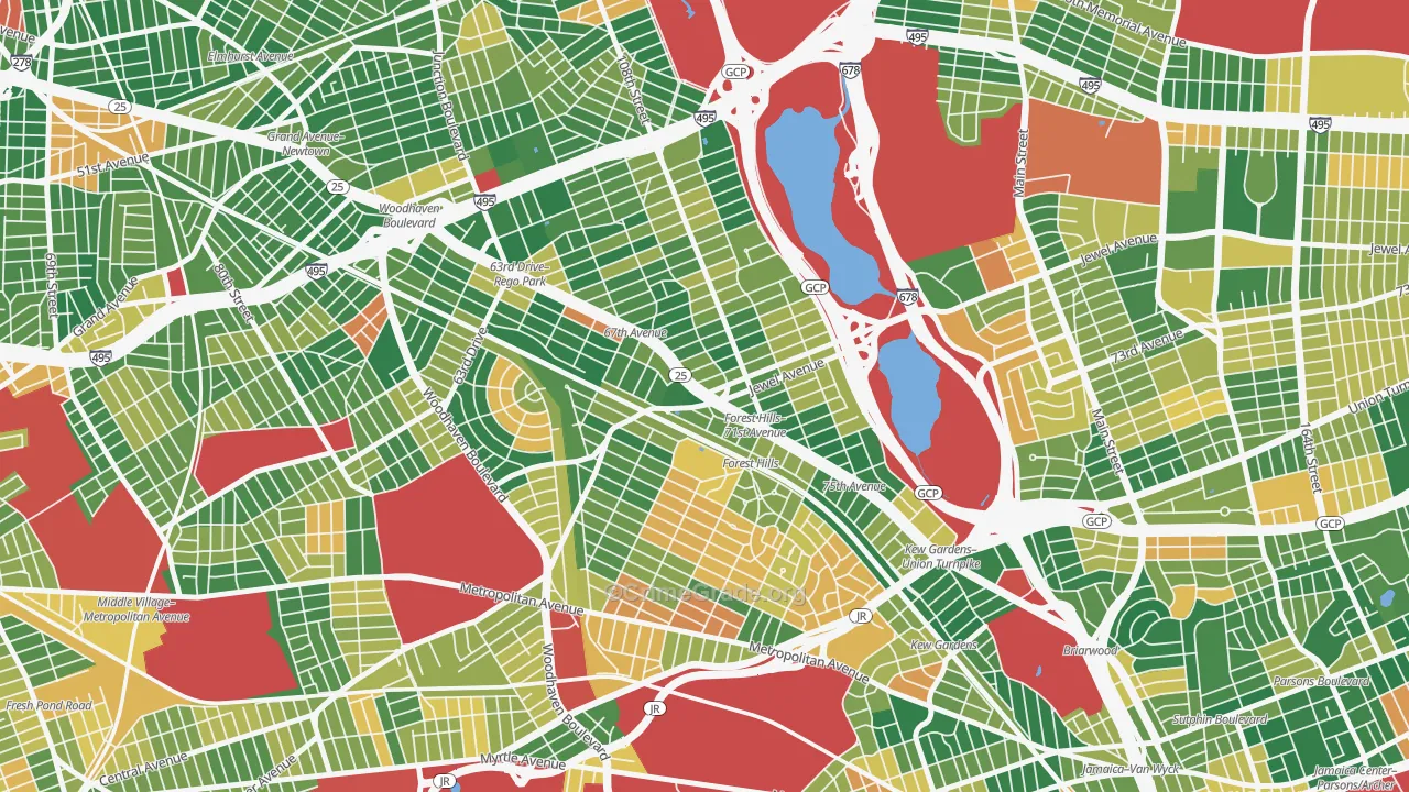 Forest Hills, Queens, NY Map of Burglary Rates