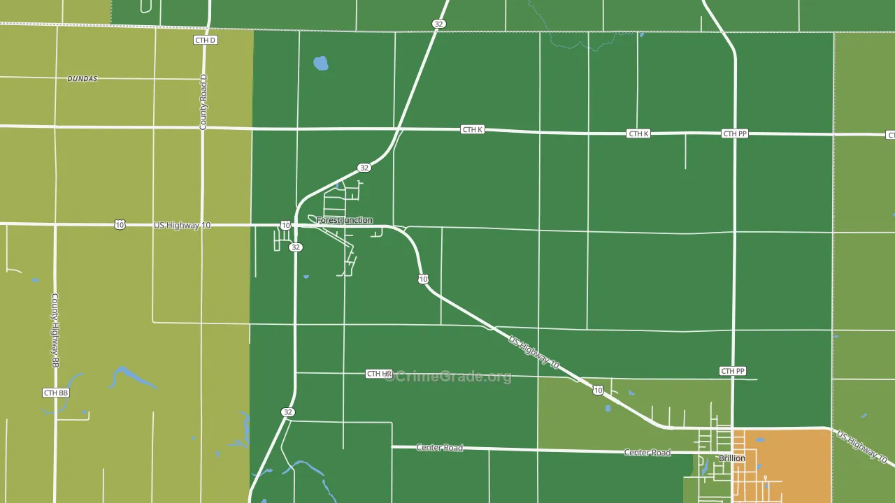 Forest Junction, WI Map of Burglary Rates