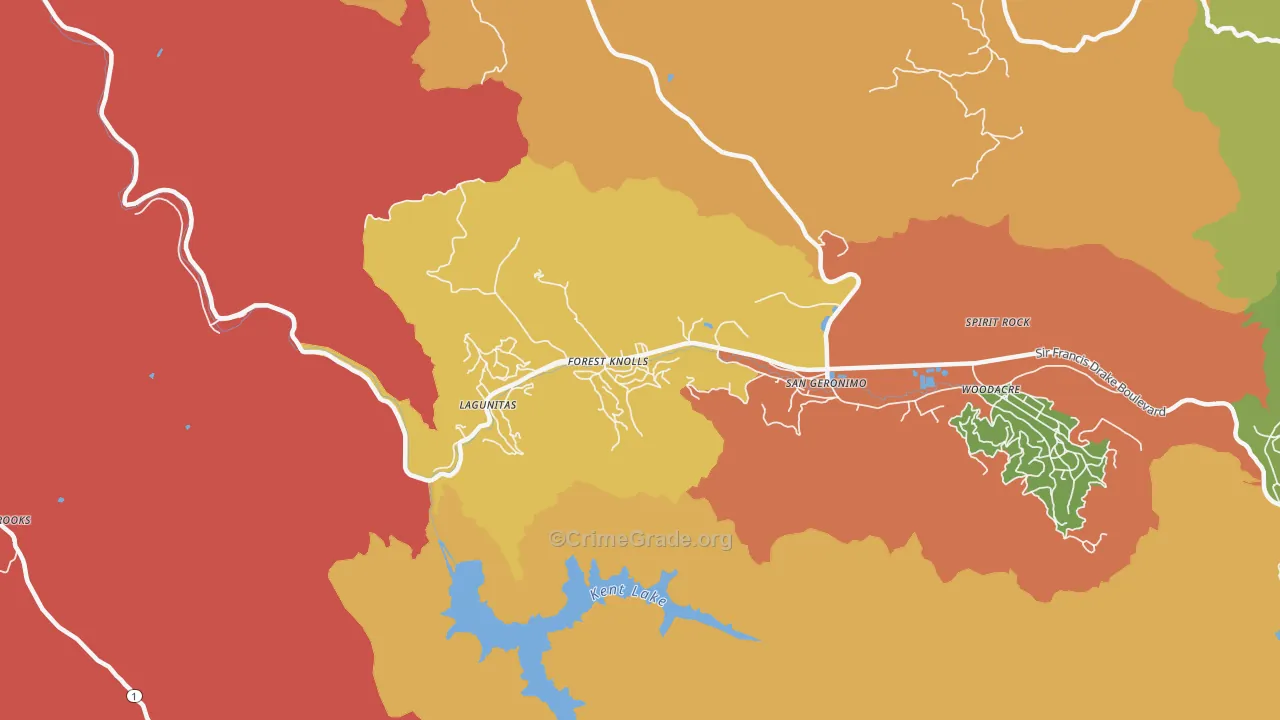 Forest Knolls, CA Map of Burglary Rates