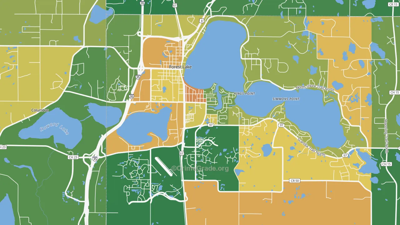 Forest Lake, MN Map of Burglary Rates