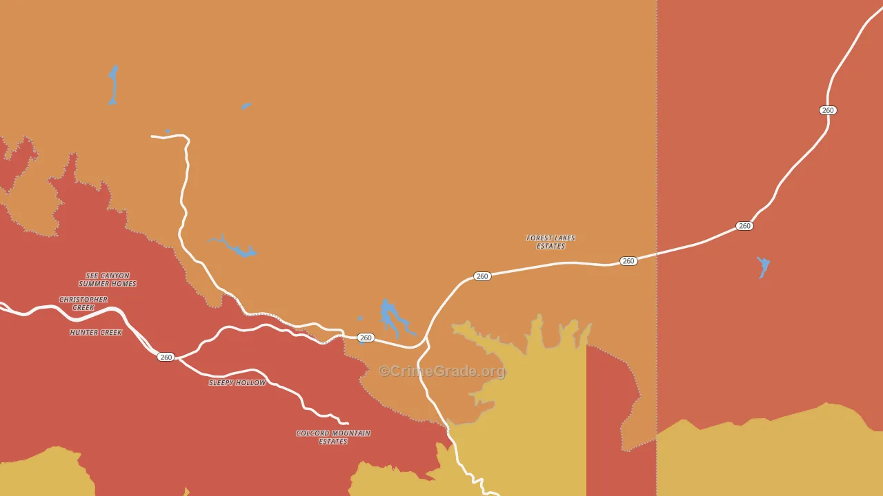 Forest Lakes, AZ Map of Burglary Rates