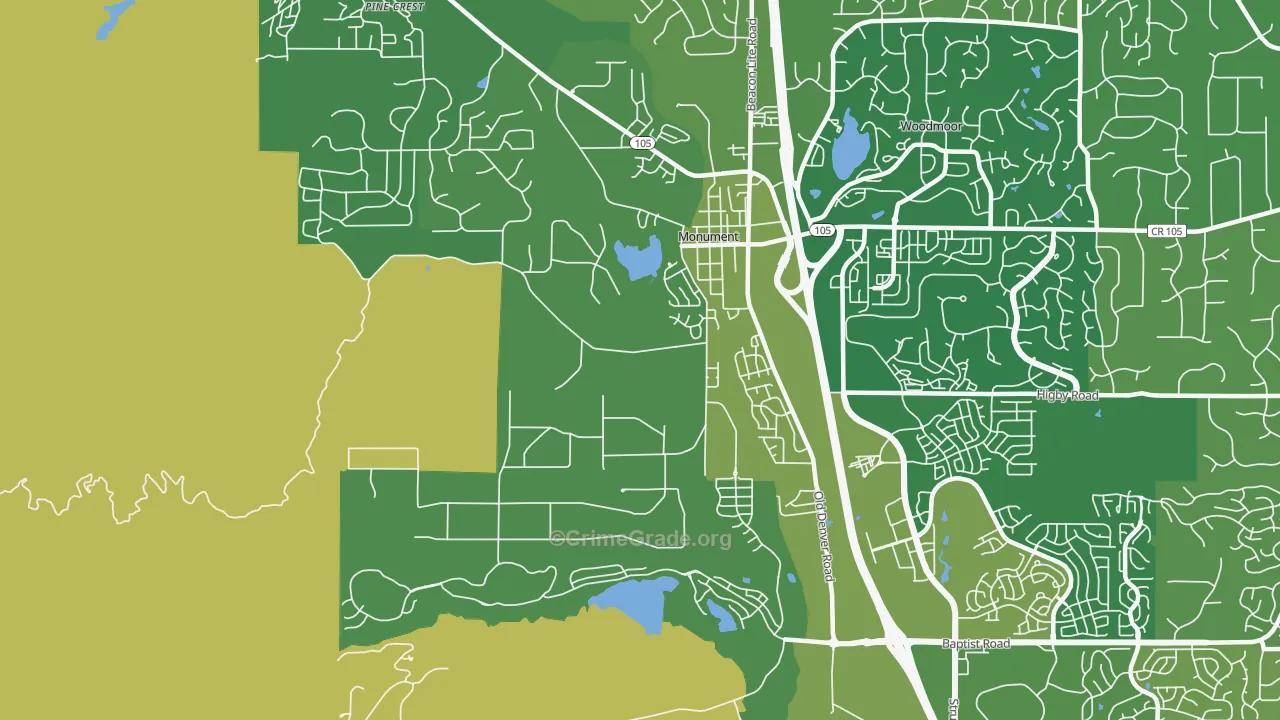 Forest Lakes, Monument, CO Map of Burglary Rates
