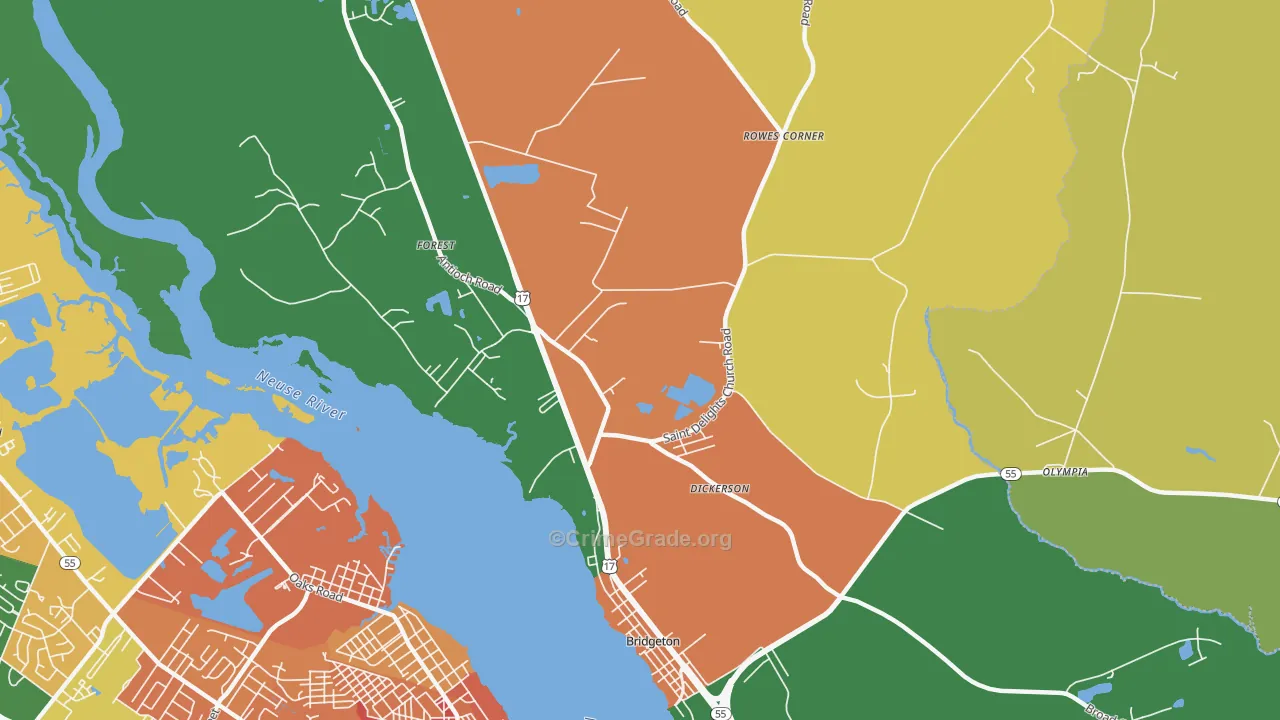 Forest, NC Map of Burglary Rates