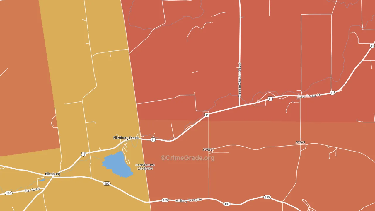 Forest, NY Map of Burglary Rates