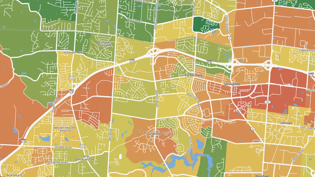 Forest Park, OH Map of Burglary Rates