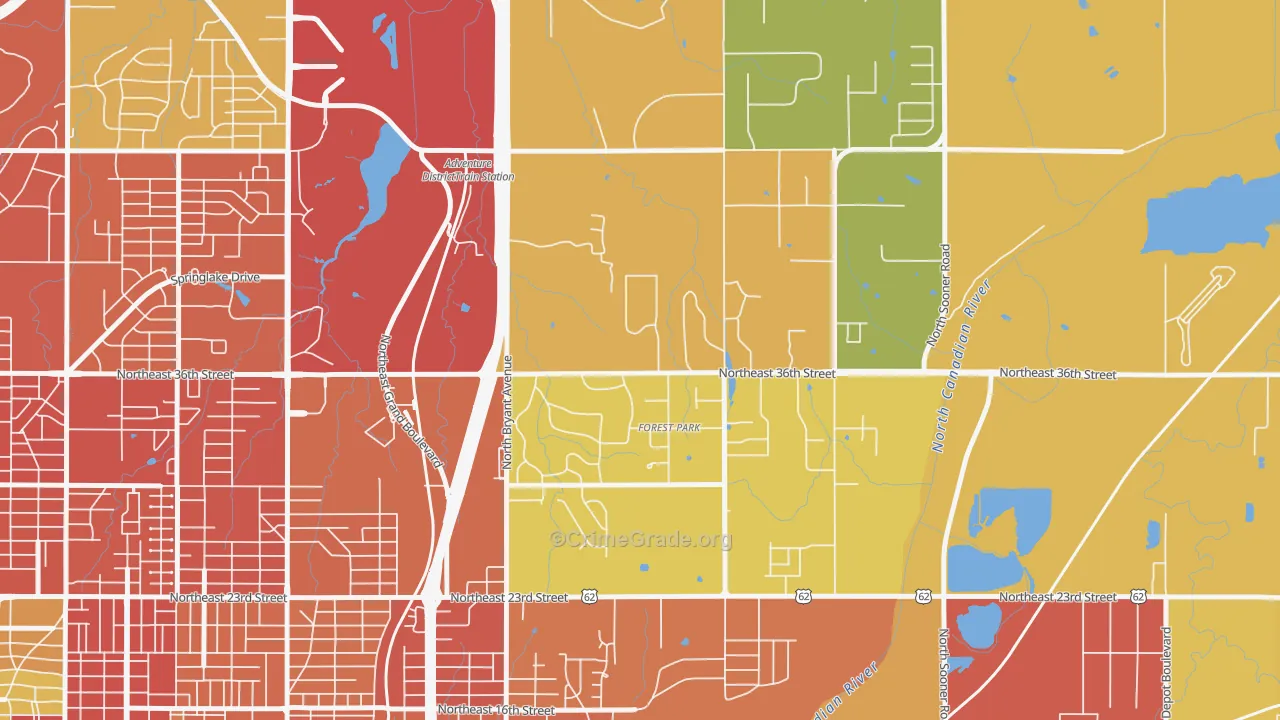 Forest Park, OK Map of Burglary Rates