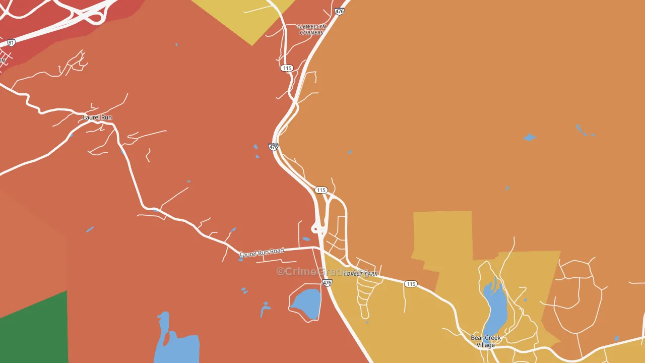 Forest Park, PA Map of Burglary Rates
