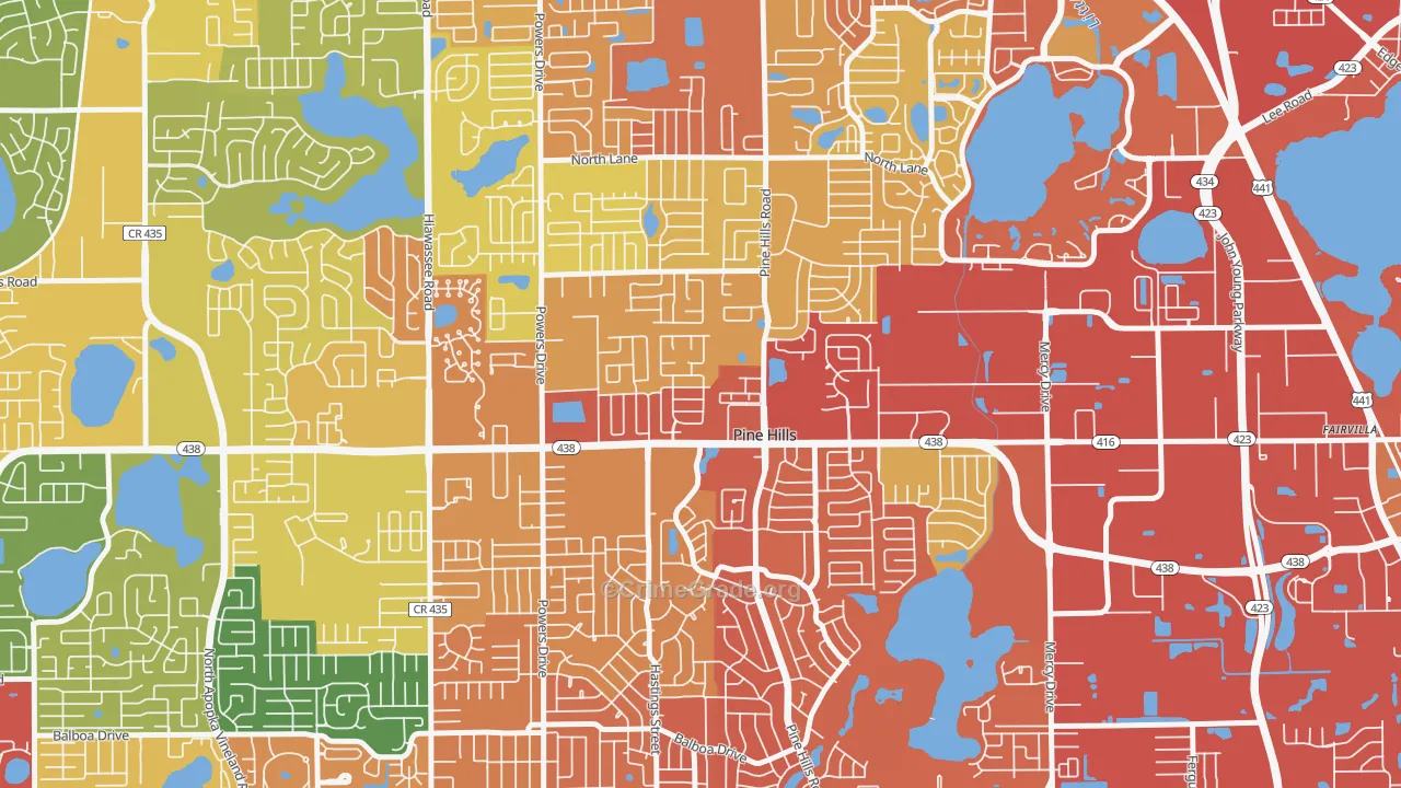 Forest Park, Pine Hills, FL Map of Burglary Rates
