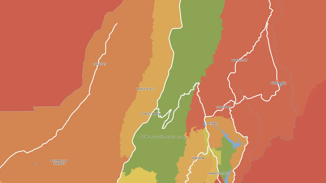 Forest Ranch, CA Map of Burglary Rates