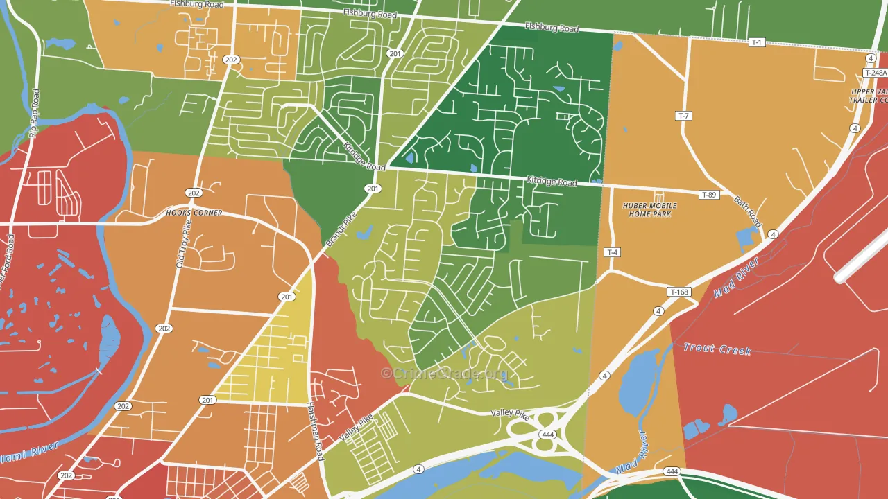 Forest Ridge-Quail Hollow, Dayton, OH Map of Burglary Rates
