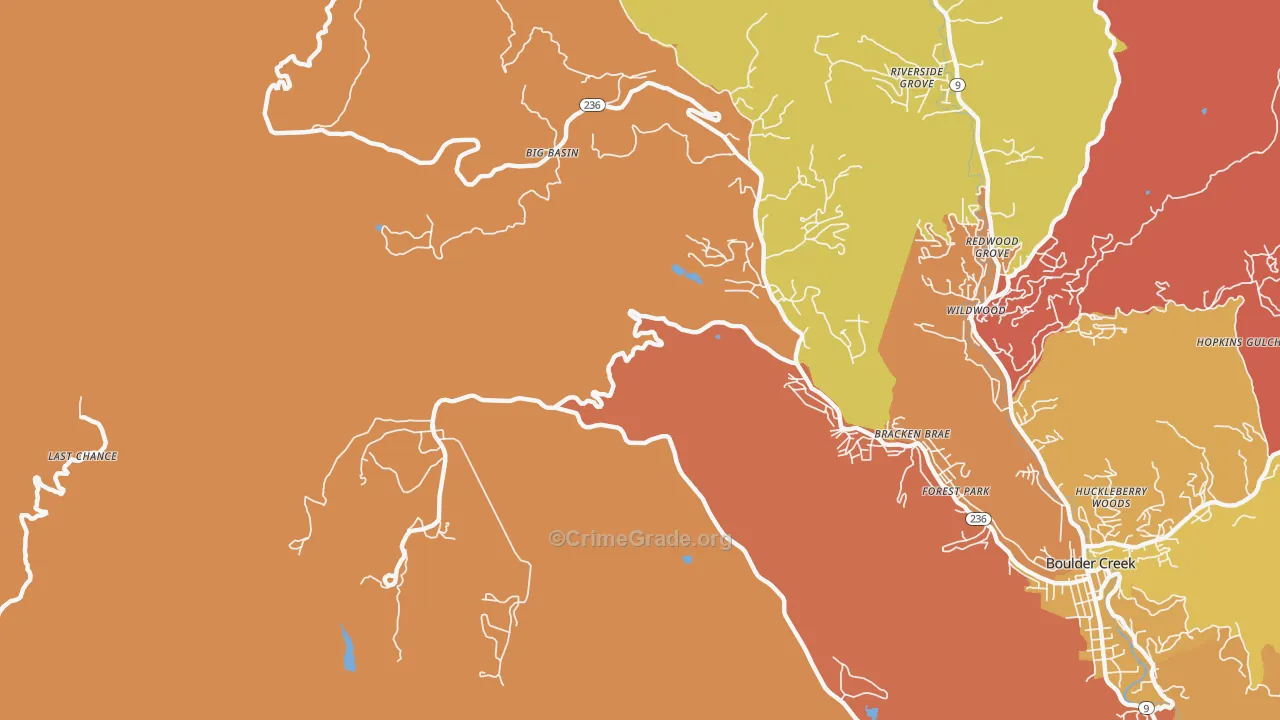 Forest Springs, CA Map of Burglary Rates