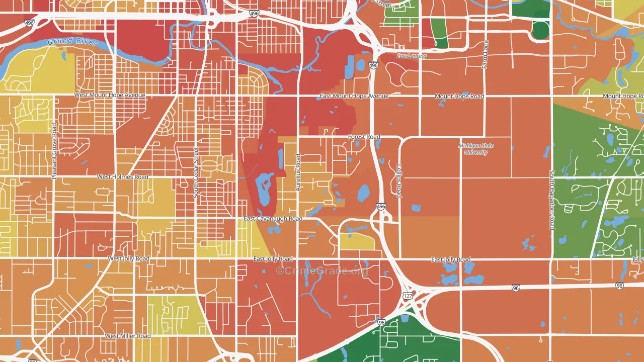 Forest View, Lansing, MI Map of Burglary Rates