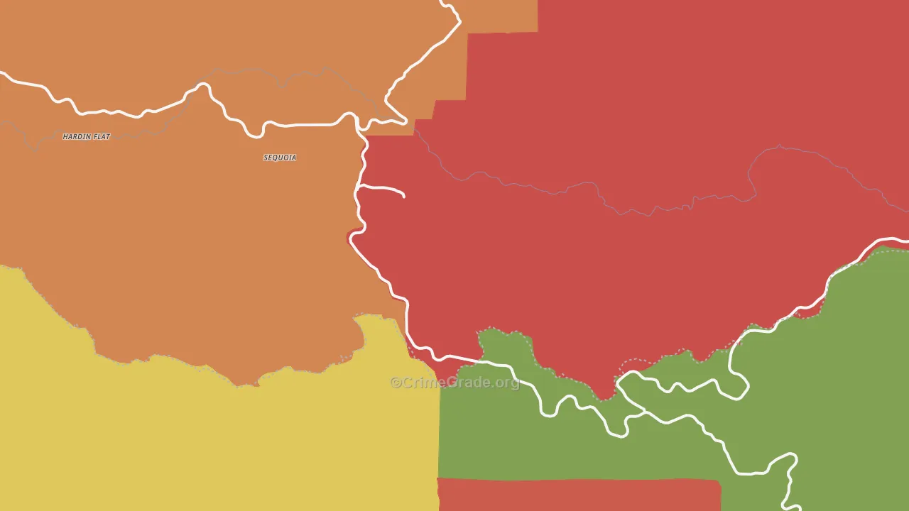 Foresta, CA Map of Burglary Rates