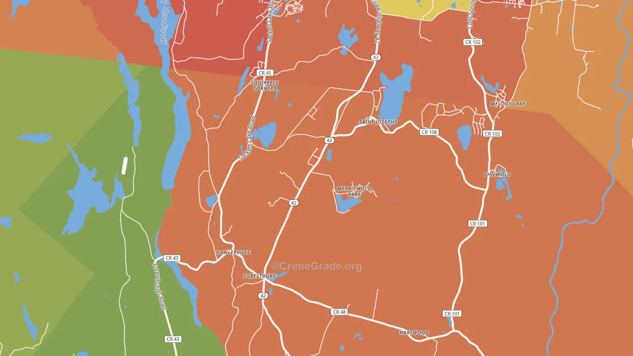 Forestburgh, NY Map of Burglary Rates