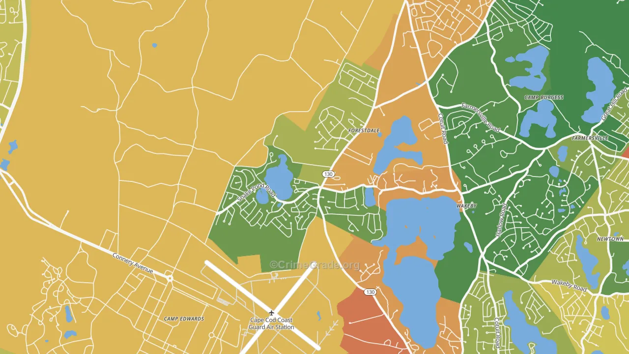 Forestdale, MA Map of Burglary Rates