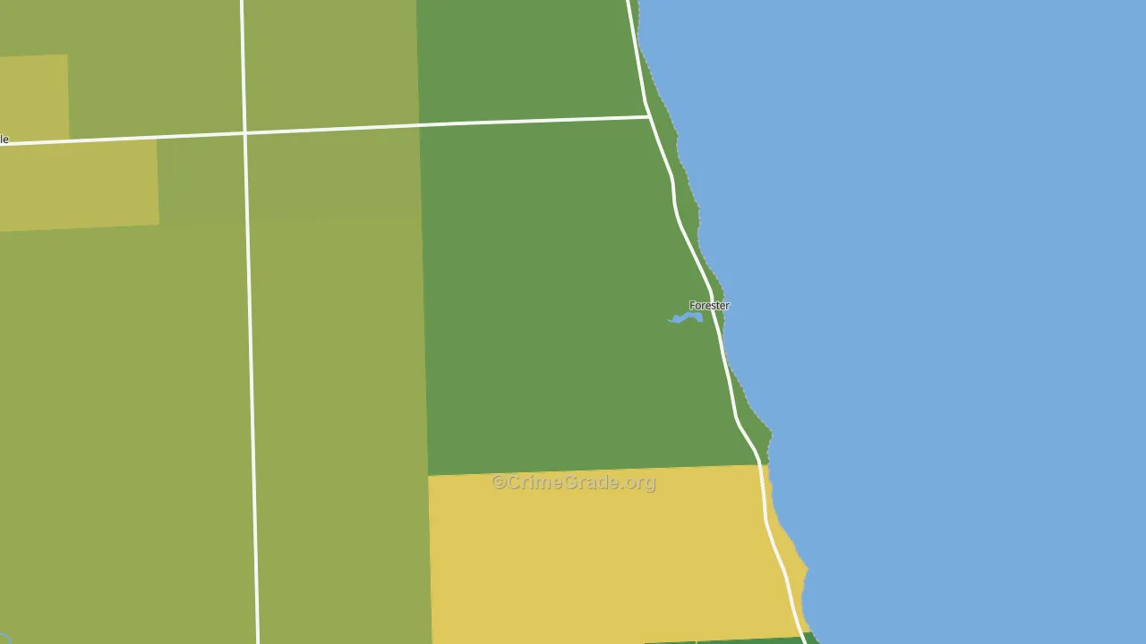 Forester, MI Map of Burglary Rates