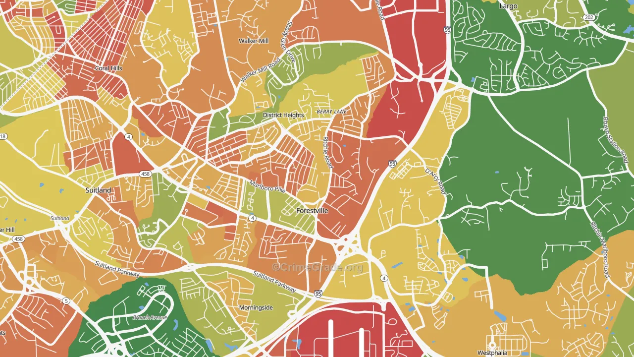 Forestville, MD Map of Burglary Rates